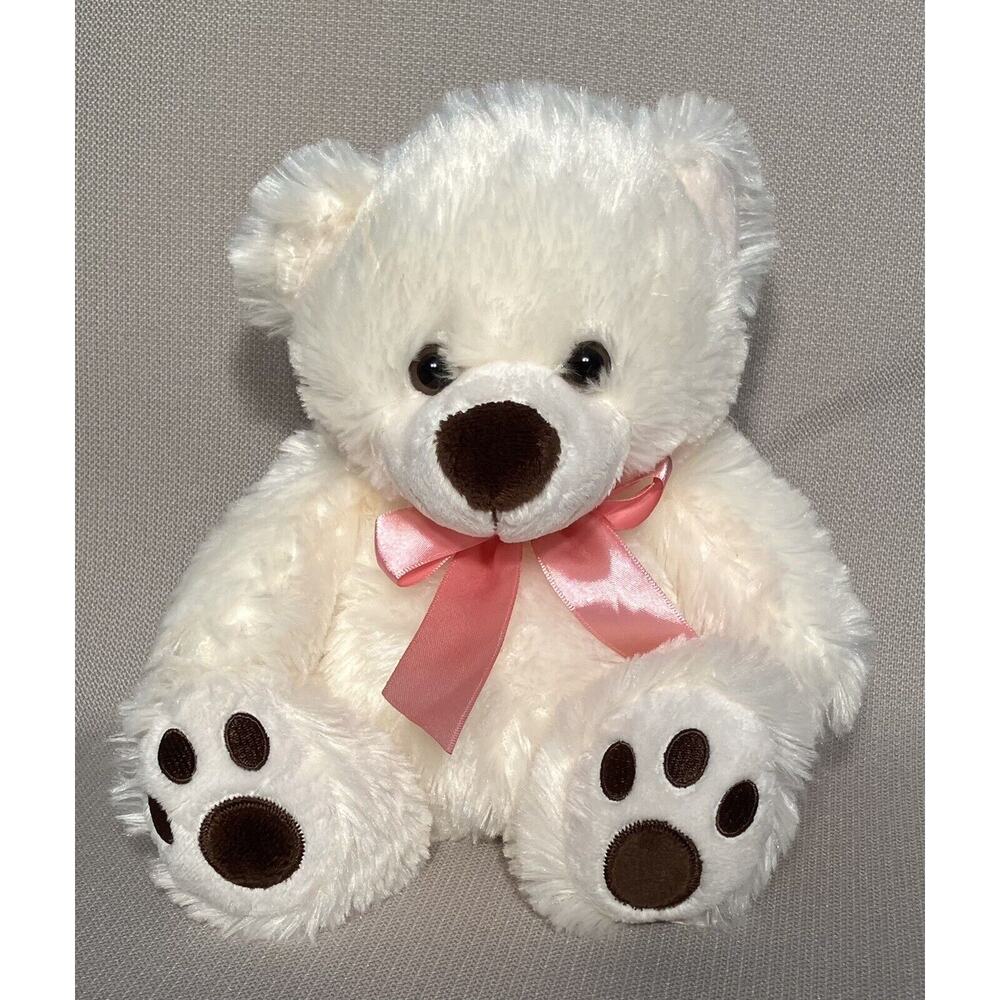 Dan Dee Collector's Choice 10” Plush Bear Ivory Cream Pink Bow Stuffed Animal 22